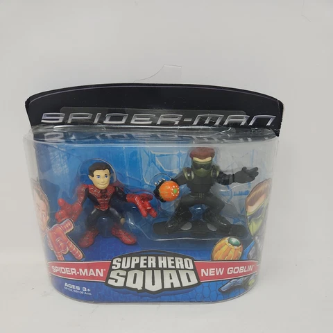 NEW~Super Hero Squad~SPIDER-MAN vs NEW GOBLIN~2 Figure Pack~Hasbro 2007 Cover