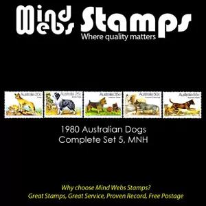 Australian Decimal Stamps, 1980 Dogs of Australia, Complete Set of 5, MNH - Picture 1 of 2