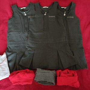 Age 5-6 Girl School Uniform M&S Pinafores & PEX Flat Toe Seams Tights Bundle 