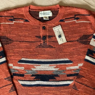 A2 Ralph Lauren Denim Supply Henley Aztec Southwestern Indian Cotton Sweater XXL - Image 1 of 4