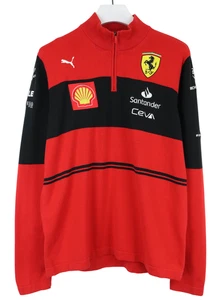 Puma Ferrari Jersey Hombre Grande Colaboración Rojo/Negro Logo 1/4 Zip Mock - Imagen 1 de 13