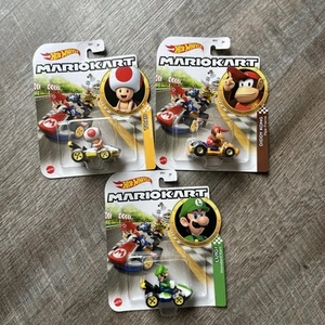 Mario Kart Hot Wheels Lot Of 3 - Diddy Kong, Toad, Luigi, BRAND NEW - Picture 1 of 4