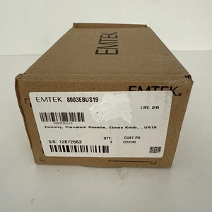 Emtek 8003EBUS19 Double Dummy Ebony Knob with Porcelain Rose - Flat Black - Picture 1 of 2