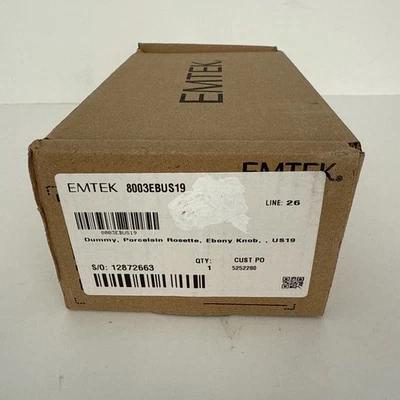 Emtek 8003EBUS19 Double Dummy Ebony Knob with Porcelain Rose - Flat Black - Image 1 of 2