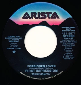 FIRST IMPRESSION - FORBIDDEN LOVER - ARISTA AS1-9671 - 45 Record VG+ - Picture 1 of 2