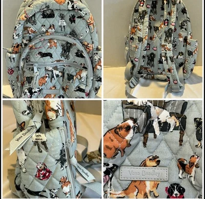 Vera Bradley Dog Mini Gray Grey Backpack “Best In Show”  Rare EUC 13” - Image 1 of 4
