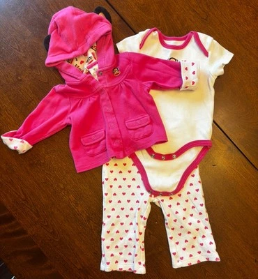 Paul Frank Infant Signature Monkey Design Body, Pantalones, Chaqueta Rosa 3/6 M Foto 1 de 4