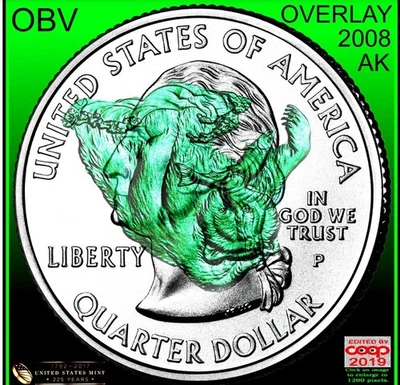 2008 P Alaska State Quarter Error Die Clash Strong Extra Claw Die Chip - Image 1 of 4