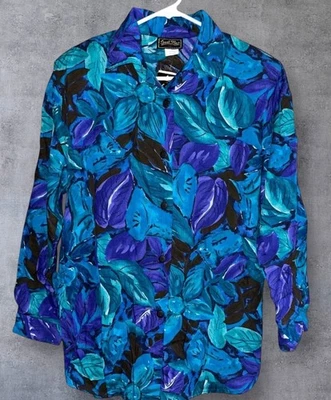 Mujer Just Me! Camisa Blusa Vestido Abotonada Mediana Floral Vintage Años 90 NUEVA Foto 1 de 4