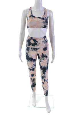 Conjunto Sujetador Leggings Estampado Tie Dye ONZIE Mujer Azul Marino Rosa Talla Extra Pequeña/Pequeña Foto 1 de 4