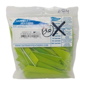 86 Count Gateway Archery Arrow Feathers 4" Right Wing: Shield Chartreuse Green - Picture 1 of 2
