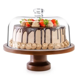 Cake Stand with Dome and Acrylic Lid, Cake Plate and Plastic Cake Cover with ... - Picture 1 of 6