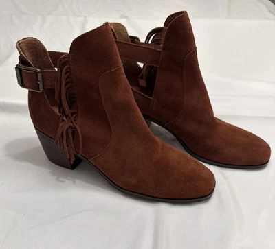Lucky Brand Boots Women's 10 Brown Excellent Condition McKenna  Ankle Fringe - Image 1 of 4