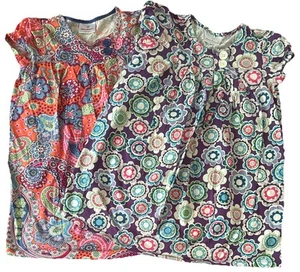 Hanna Andersson Summer Knit Dresses Lot of 2 Bright Floral Print US Sz 8 130 cm - Picture 1 of 19