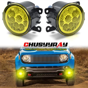 Pair For 2015-2018 Jeep Renegade Yellow Front Bumper Fog Light Driving Lamp A+ - Picture 1 of 12