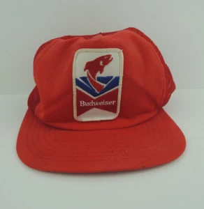 vtg 80s 70s Budweiser fishing mesh trucker hat Timberline made in Canada patch - Picture 1 of 13