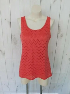 Top sin mangas Banana Republic rosa coral liso Chevron con superposición de encaje - talla M - Imagen 1 de 4