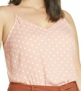 Halogen V-Neck Camisole Blouse Plus Size 2X Pink White Polka-dot NWT $49 - Picture 1 of 3
