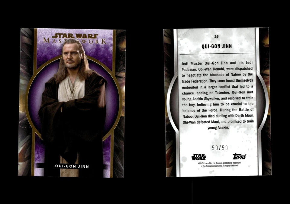 2022 Topps Star Wars Masterwork Purple #26 Qui-Gon Jinn 50/50 - Image 1 of 1