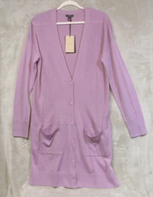 Cárdigan halógeno para mujer XL mezcla de lana merino con botones delanteros púrpura lavanda nuevo con etiquetas Foto 1 de 4