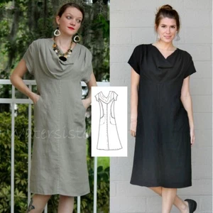 BOLSILLO CUELLO CAPUCHA MOSAIC EE. UU. 720 Peso Medio Lino Cambio Frock S M L XL 3 COLORES - Imagen 1 de 8