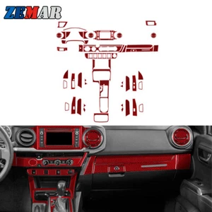 71x Red Carbon Fiber Full Set Interior Cover Trim Kit For Toyota Tacoma 2016-22 - Foto 1 di 13