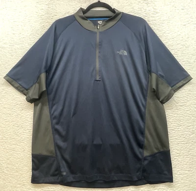 Camiseta deportiva de ciclismo North Face para hombre XL azul gris 1/4 cremallera bolsillo vaporwick exterior Foto 1 de 4