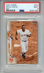 2020 TOPPS #472 WILLIE MAYS CARD SAN FRANCISCO GIANTS SSP PSA 9 LOW POP RARE - Picture 1 of 2