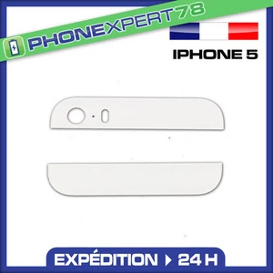 VITRES ARRIÈRES HAUT ET BAS POUR IPHONE 5 BLANC - Photo 1 sur 1