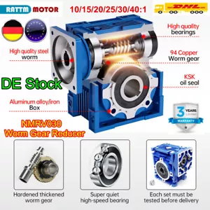 〖Ger〗NMRV030 NMRV30 Worm Gearbox Gear Reducer Ratio 10 15 20 25 30 40 for Nema23 - Bild 1 von 19