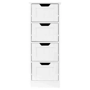 Bathroom Wood Cabinet Storage 4 Drawers Free Standing Cupboard Unit - Picture 1 of 10