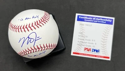 Mike Trout Angels Autographed Baseball W Multi Inscriptions **PSA 9.5 GEM MINT** - Image 1 of 4