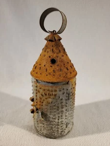Antique Early American Colonial Punched Tin Hanging Candle Lantern Revere - Picture 1 of 7