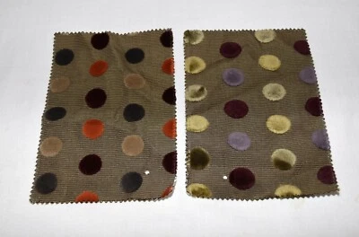 Dots Lacre Dots Verde 2 Fur Dots on Striped Upholstery Fabric Samples 6" x 8.5" - Image 1 of 4