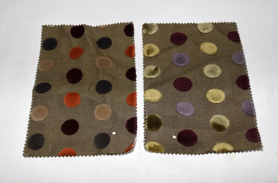 Dots Lacre Dots Verde 2 Fur Dots on Striped Upholstery Fabric Samples 6" x 8.5" - Image 1 of 4