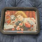Coca Cola Metal Advertising Tray Victorian Woman Flowers Coke Glass Collectible
