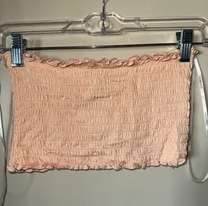 FOREVER21 Women’s Peach Smocked Tube Crop Top - Picture 1 of 3
