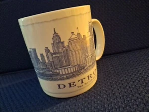 Starbucks Coffee Cup 2007 DETROIT MOTOR CITY Skyline Coffee Mug 18 oz Blue White - Picture 1 of 7