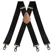 Vintage Suspenders  Men Heavy Duty 4 Snap Hooks For Belt Adjustable X Back New#