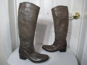 BUTTERO WMN GRAY LEATHER RIDING PULL ON TALL BOOTS SIZE EU 36 US 6 MADE IN ITALY - Picture 1 of 10