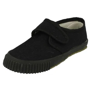 Unisex SRV1 Black Textile Riptape School Pumps/Plimsoles By Unbranded - Picture 1 of 8