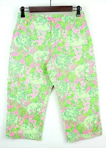 LILLY PULITZER Girls 16 - Green & pink lion & fish cropped capris ankle pants - Picture 1 of 10