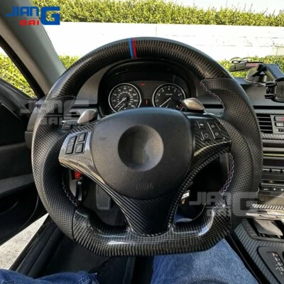 Volante de fibra de carbono para BMW E90 E92 E93 M3 328i 335i 05-12 con moldura Foto 1 de 4