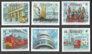 GUERNSEY POSTAL HISTORY TRANSPORT TRAINS SHIPS STAGECOACH MNH SET - Picture 1 of 1