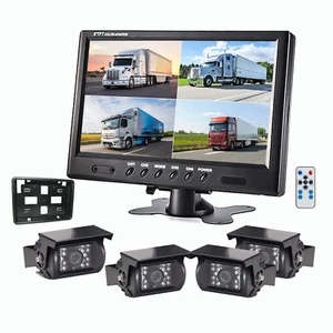 9" QUAD SPLIT SCREEN MONITOR TRUCK TRAILER BACKUP CAMERA SYSTEM REVERSING CAMERA - Picture 1 of 17