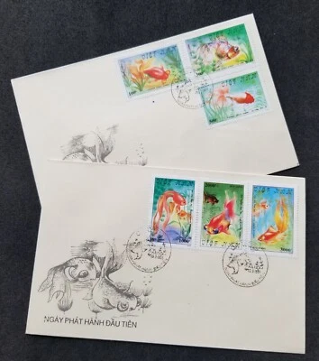 [SJ] Vietnam Goldfish 1990 Gold Fish Pet Aquarium (FDC pair) - Image 1 of 4