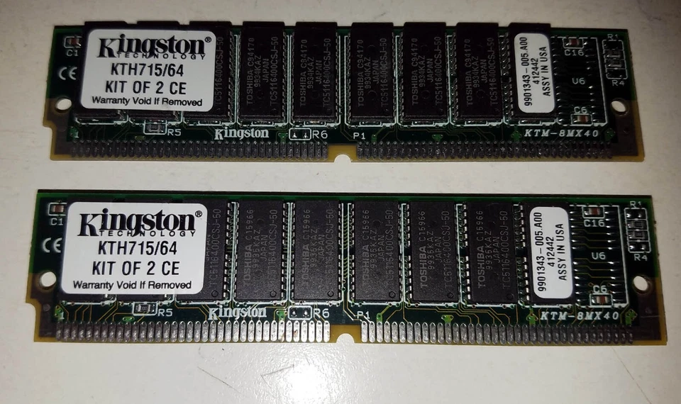 2x 64 MB Kingston 72 Pin FPM DRAM ECC SIMM KTH715/64 (for HP Apollo 9000 Series) - Image 1 of 2