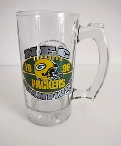 Vintage Green Bay Packers 1996 NFC Champions Beer Mug Glass + Super Bowl XXXI - Picture 1 of 5