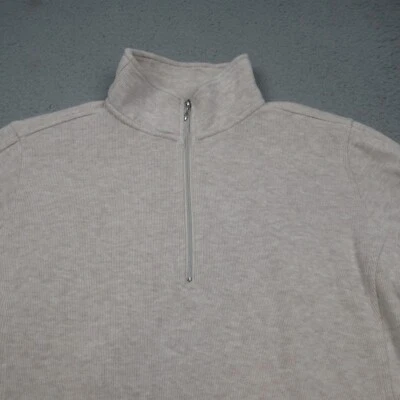 Orvis Sweater Mens Medium Beige 1/4 Zip Long Sleeve Pullover Cotton Outdoor Foto 1 de 4