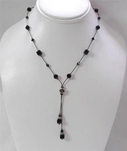 Dabby Reid Heidi Necklace Jet Black Swarovski Crystal Double Dangle Y HDN 3181B - Picture 1 of 1
